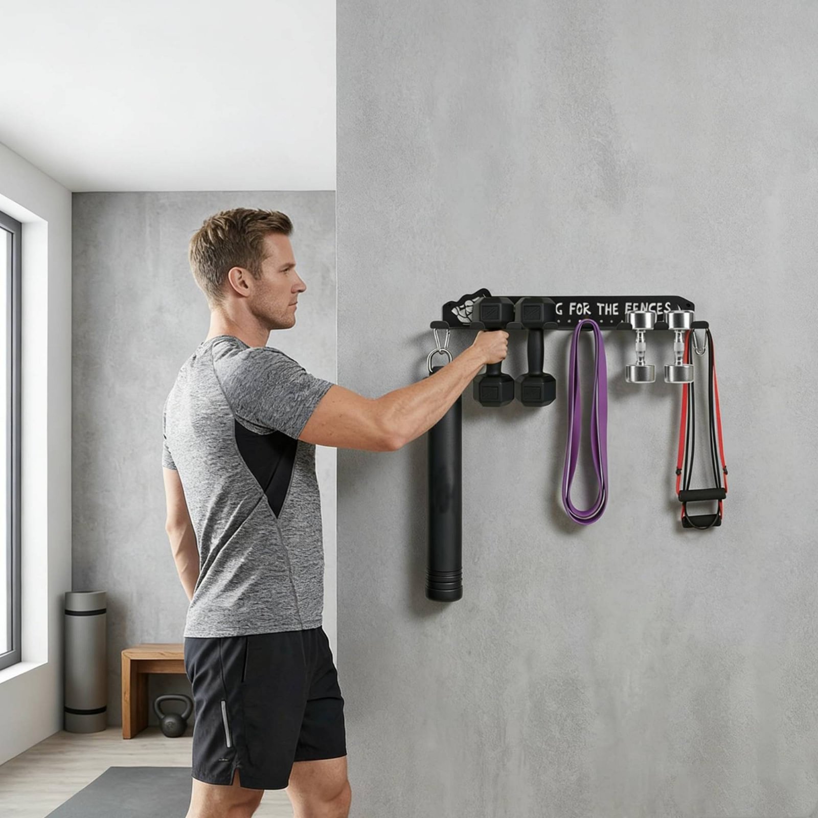 Sports Equipment Garage Organizer - 8 Hook Sports Equipment Rack Heavy