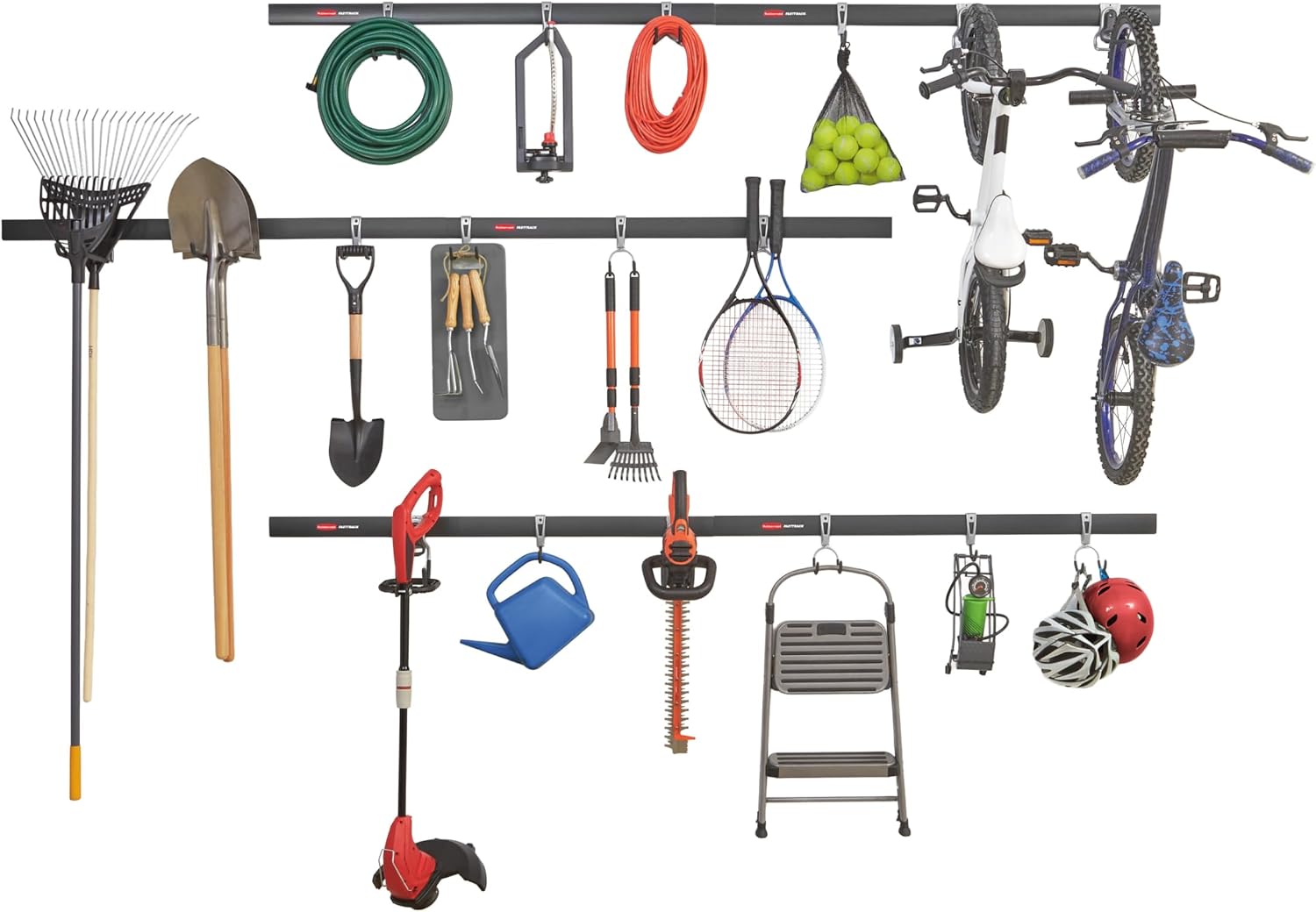 Sports Equipment Garage Organizer - 24-Piece Wall Mounted Garage Storage Organizer